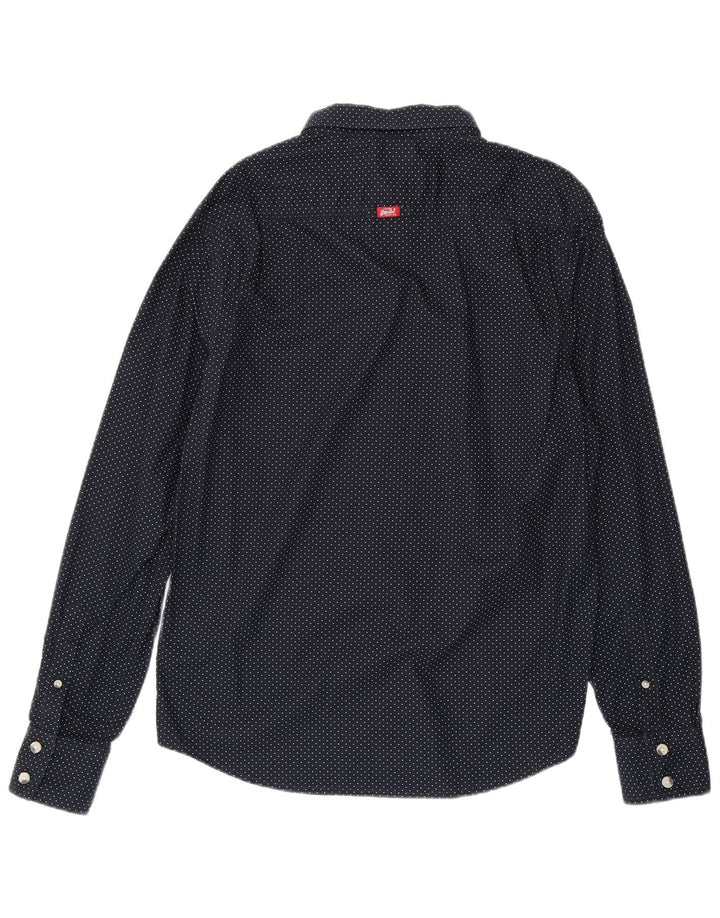 Cămașă pentru bărbați Superdry XL, bumbac cu buline bleumarin