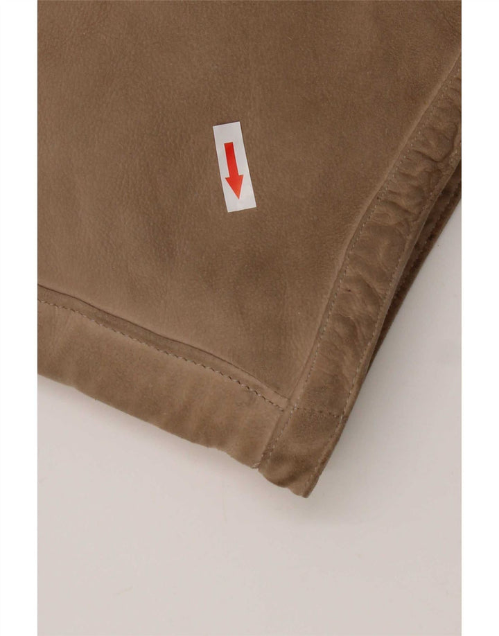 Palton din shearling vintage pentru femei cu mâneci 3/4 UK 14 Bej mediu