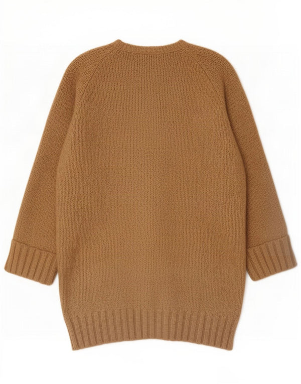 Pulover cardigan deschis pentru femei cu mâneci 3/4 Zara UK 10 mic bej acrilic