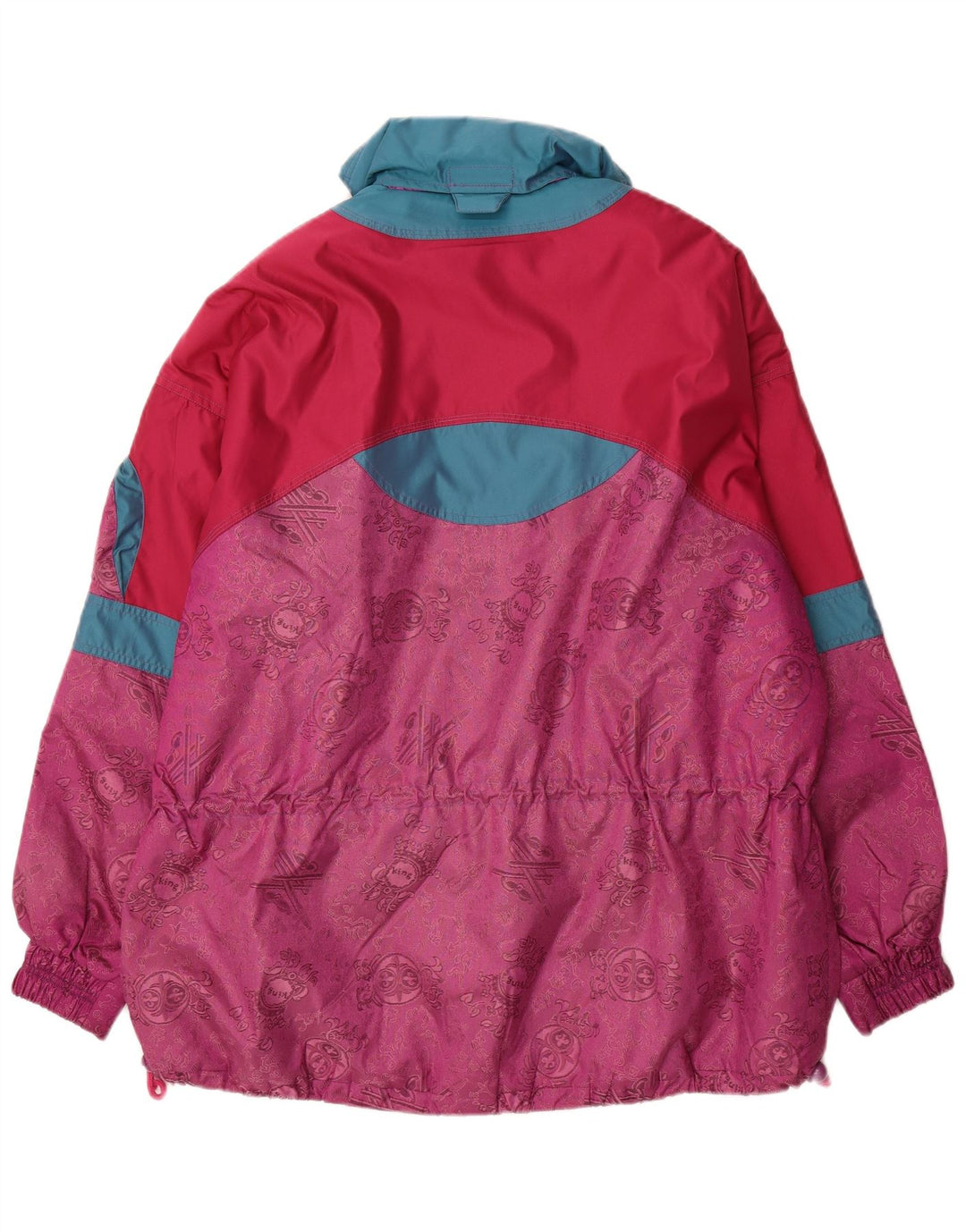 Jachetă de schi supradimensionată cu pulover vintage pentru femei UK 16, mare, roz Colorblock