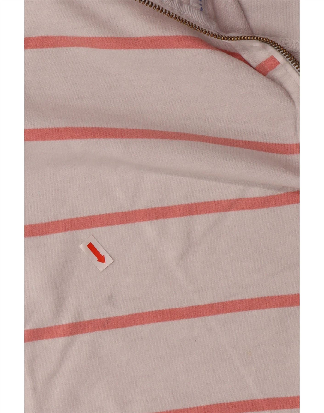 CREW CLOTHING Hanorac pentru femei cu fermoar și gât Pulover UK 12 Medium, alb, în dungi