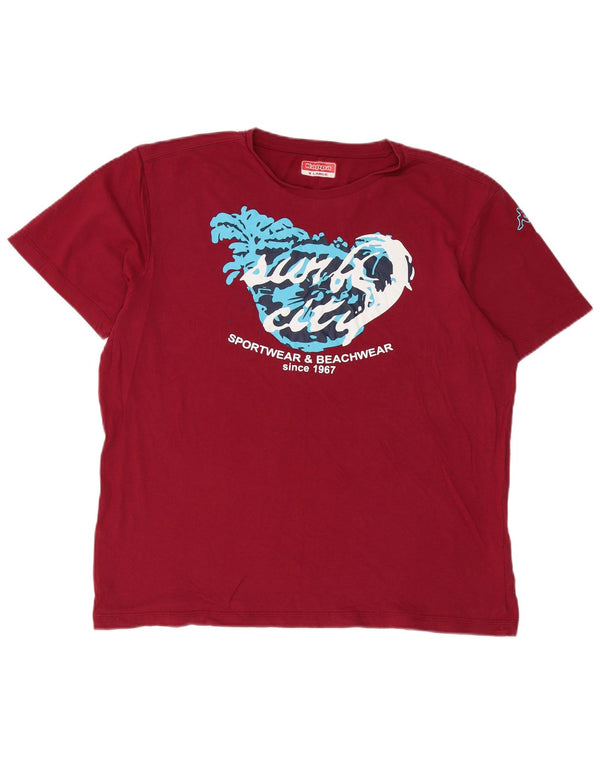 Tricou grafic Kappa pentru femei Top XL Bumbac Burgundy