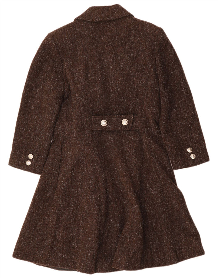 Palton dublu pentru femei VINTAGE UK 12 Lână cu pete maro mediu