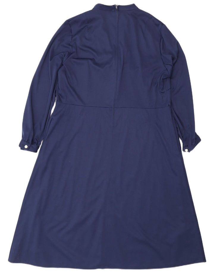 Rochie maxi cu mâneci lungi vintage pentru femei IT 50 XL bleumarin poliester