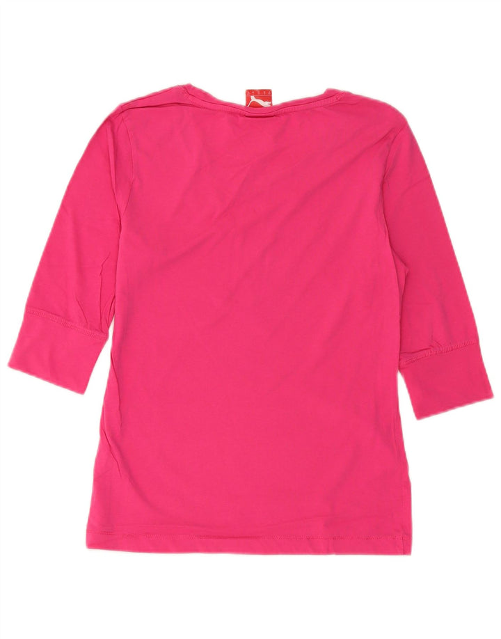 Puma Femei Graphic Top 3/4 Sleeve UK 12 Medium Pink Bumbac