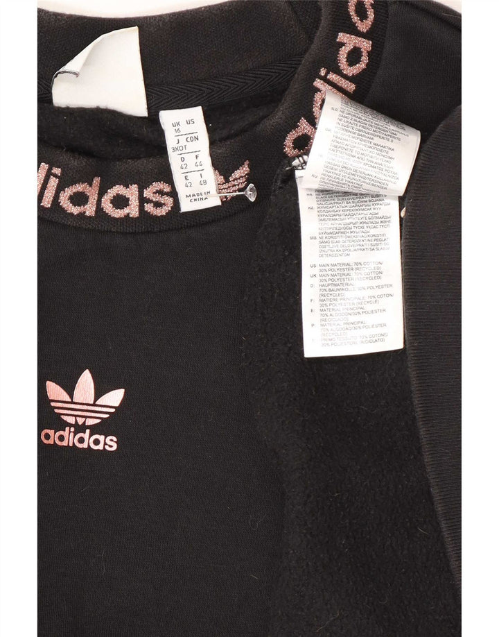 Pulover adidas supradimensionat pentru femei UK 16, mare, negru, bumbac