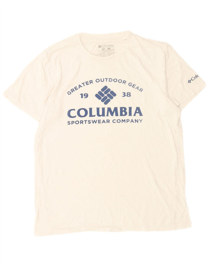 Tricou grafic Columbia pentru bărbați Top mediu din bumbac alb