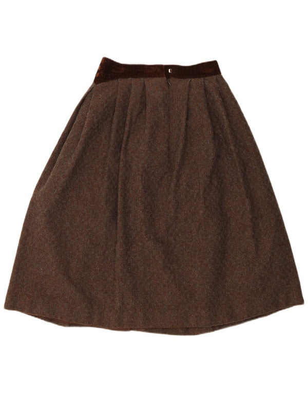 Fusta A-Line plisată cu talie înaltă pentru femei UK 12 Medium W26 Maro