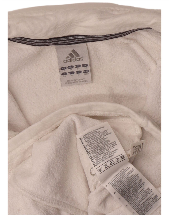 ADIDAS Womens Tracksuit Top Jacket UK 14 Large White Cotton