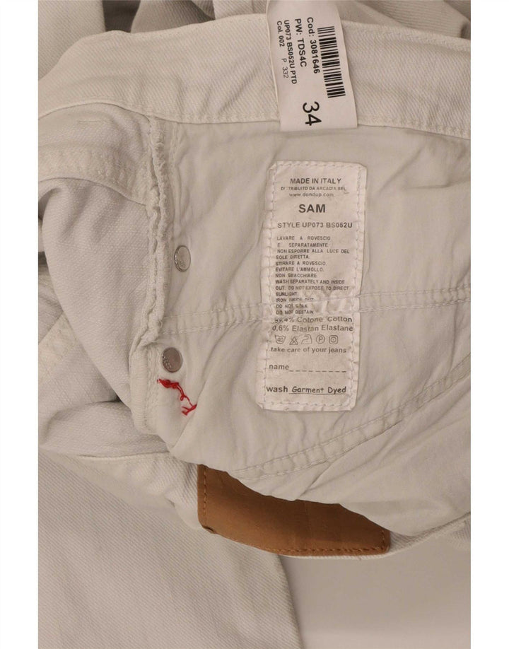 Dondup blugi Sam drepti pentru bărbați W34 L32 bumbac alb