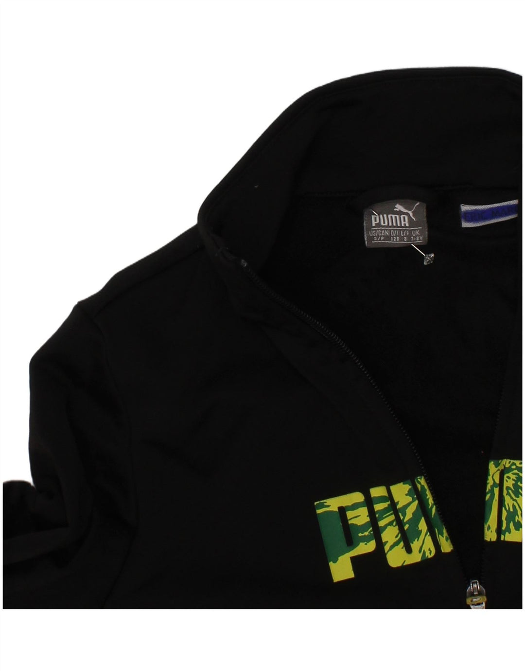 Jachetă de trening cu grafică Puma pentru băieți 7-8 ani, negru, color block