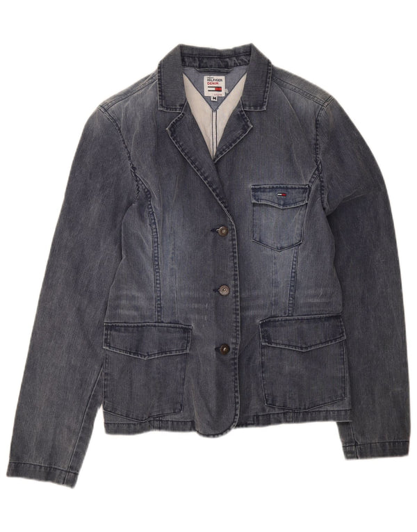Jachetă Tommy Hilfiger pentru femei, din denim, cu 3 nasturi, UK 12 Medium Bleumarin