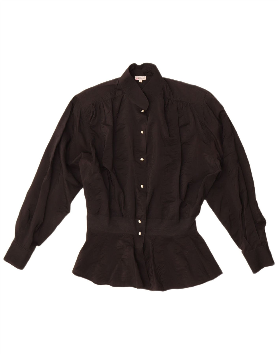 Bluză cămașă vintage pentru femei UK 18 XL Acetat negru