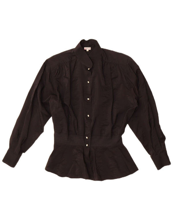 Bluză cămașă vintage pentru femei UK 18 XL Acetat negru