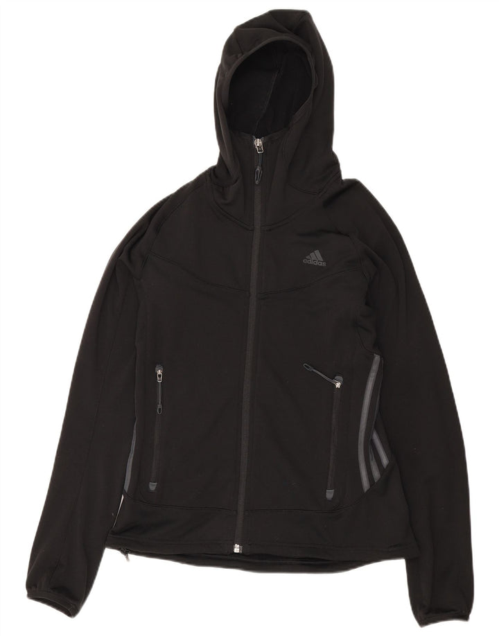 Pulover Adidas pentru femei, cu fermoar, UK 10, poliester negru mic