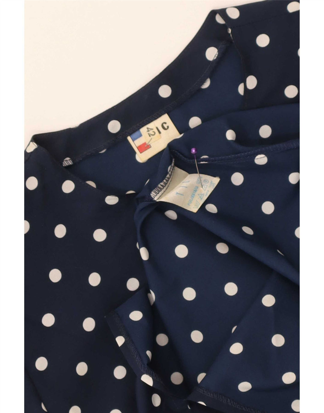 Rochie Vintage Femei Peplum IT 42 Medium Bleumarin Poliester cu buline