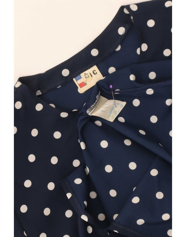 Rochie Vintage Femei Peplum IT 42 Medium Bleumarin Poliester cu buline