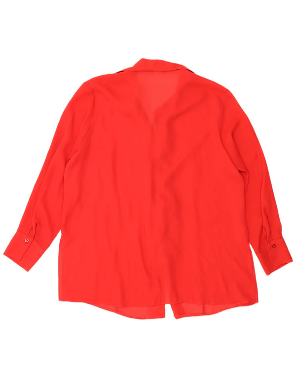 Bluză vintage pentru femei, cămașă cu volane în față UK 18 XL poliester roșu
