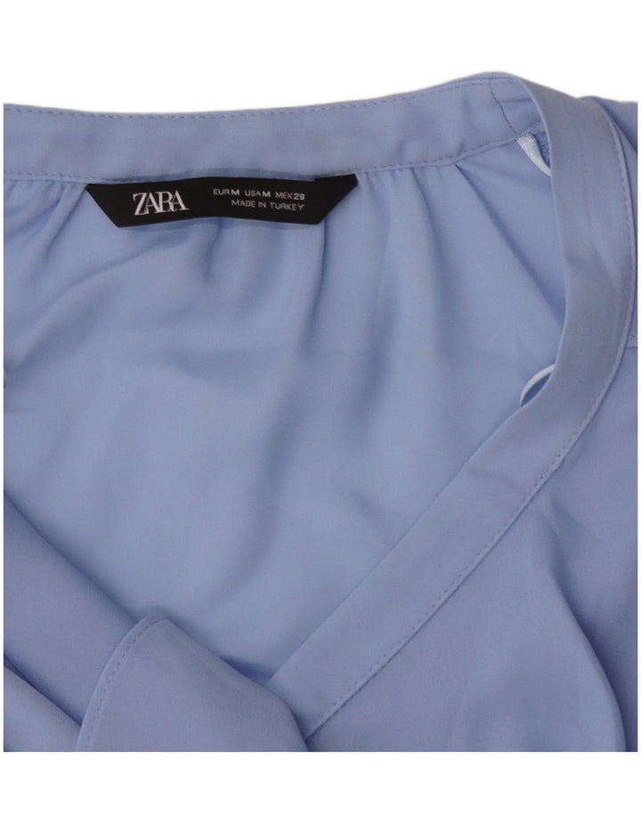 Bluză cămașă cu volane în față ZARA UK 14 Albastru mediu