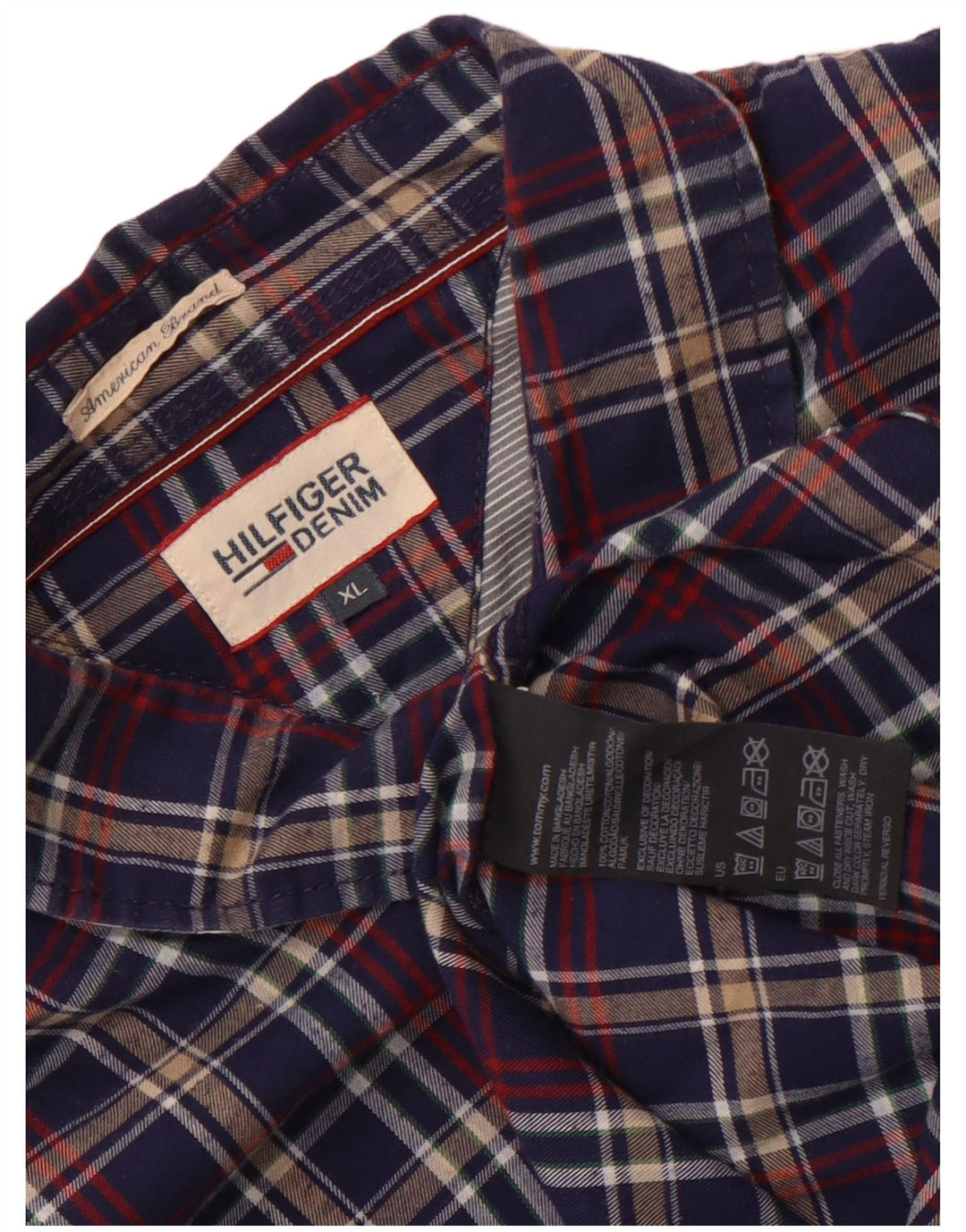 Cămașă de flanel pentru bărbați Tommy Hilfiger XL, bumbac cu carouri bleumarin