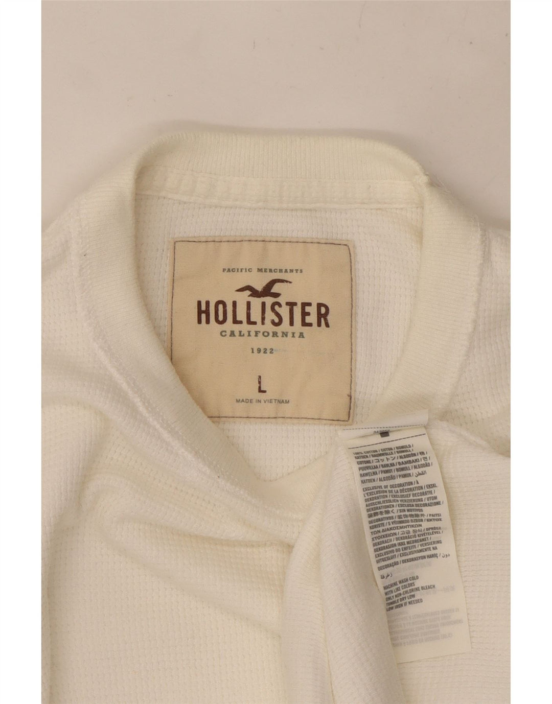 Top pentru bărbați HOLLISTER cu mânecă lungă, mare, alb, din bumbac
