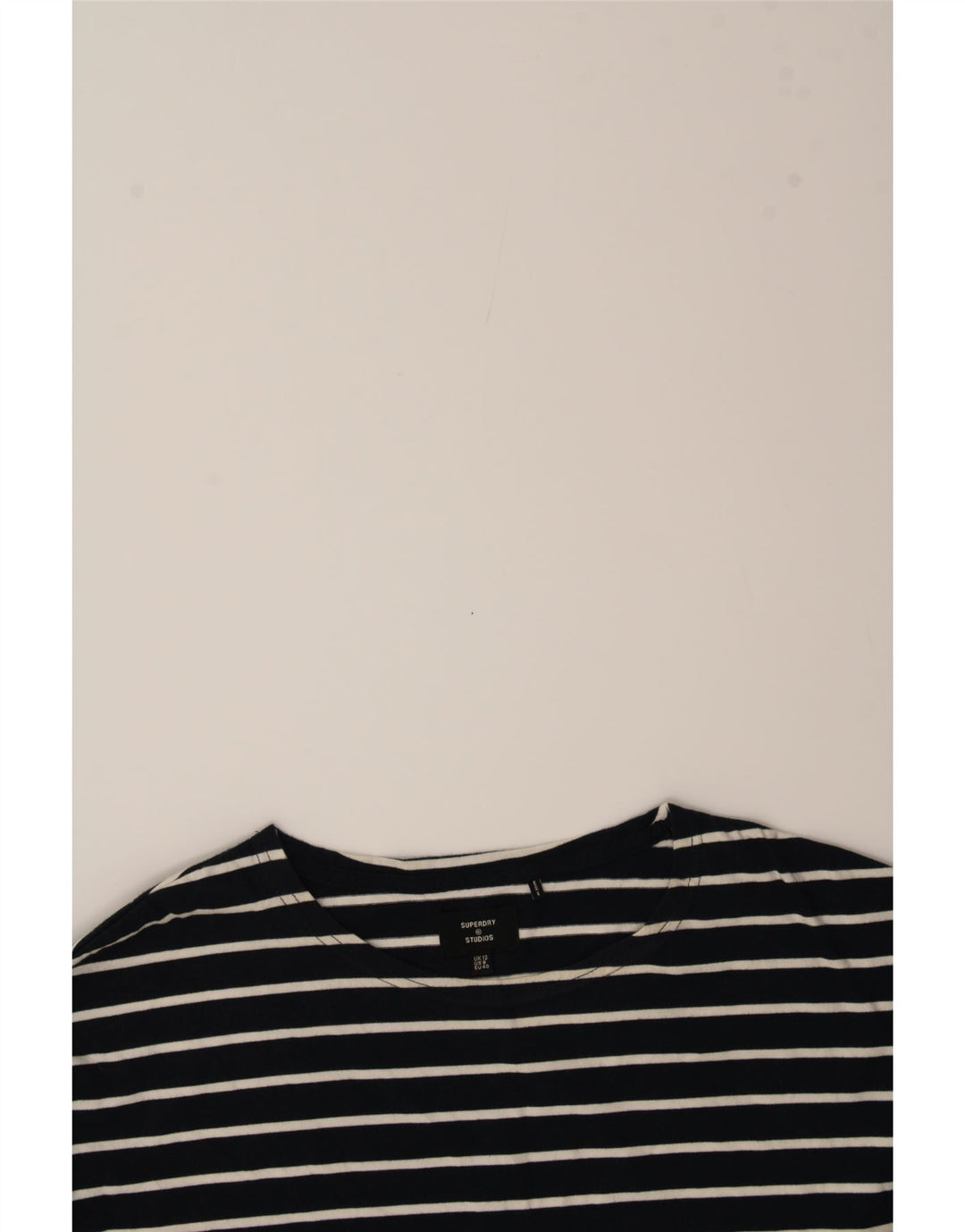 SUPERDRY Womens Top Long Sleeve UK 12 Medium Navy Blue Striped Cotton Vintage Superdry and Second-Hand Superdry from Messina Hembry 