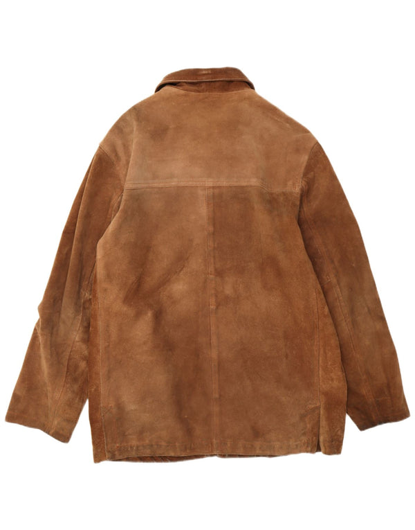 Vintage Mens Suede Jacket IT 52 XL Brown Leather