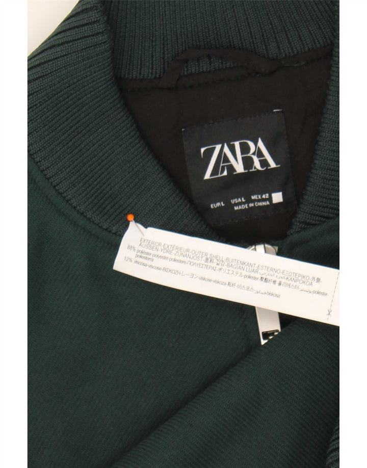 Bomber pentru bărbați Zara UK 40 Poliester verde mare