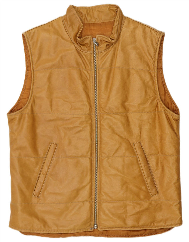 Saks Club Gilet Captusit din piele pentru barbati IT 48 Medium Beige