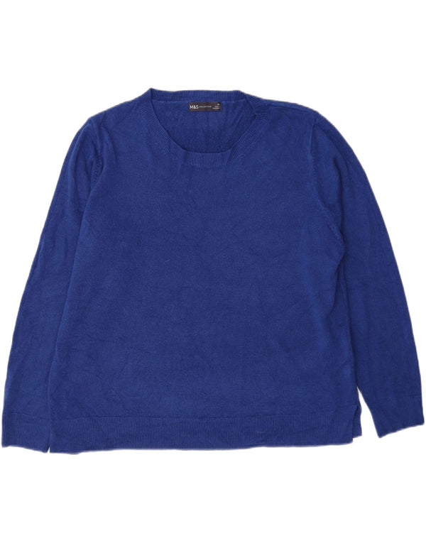 Pulover pentru femei Marks & Spencer cu gât de barcă UK 20 2XL Albastru Acrilic