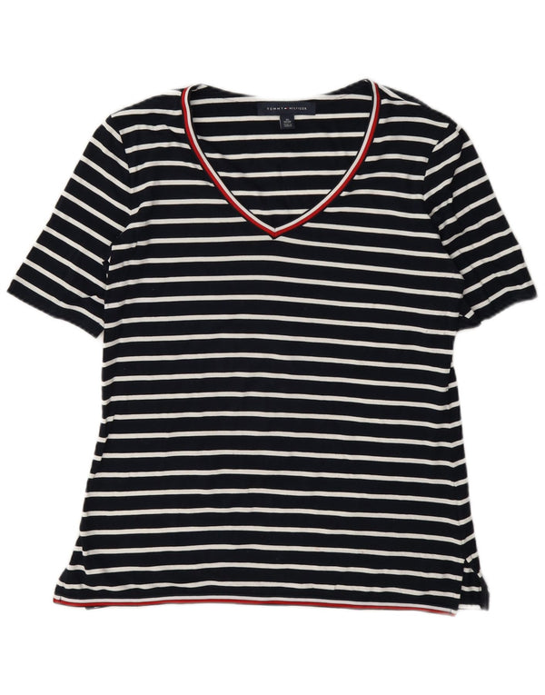 Top tricou supradimensionat pentru femei Tommy Hilfiger UK 6 XS bleumarin cu dungi