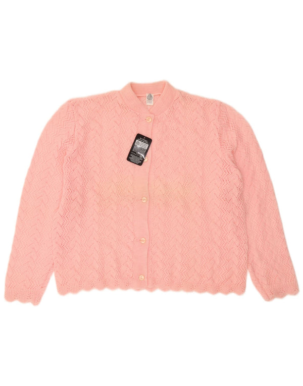 Pulover cardigan vintage pentru femei UK 16 mare, roz, lână nouă