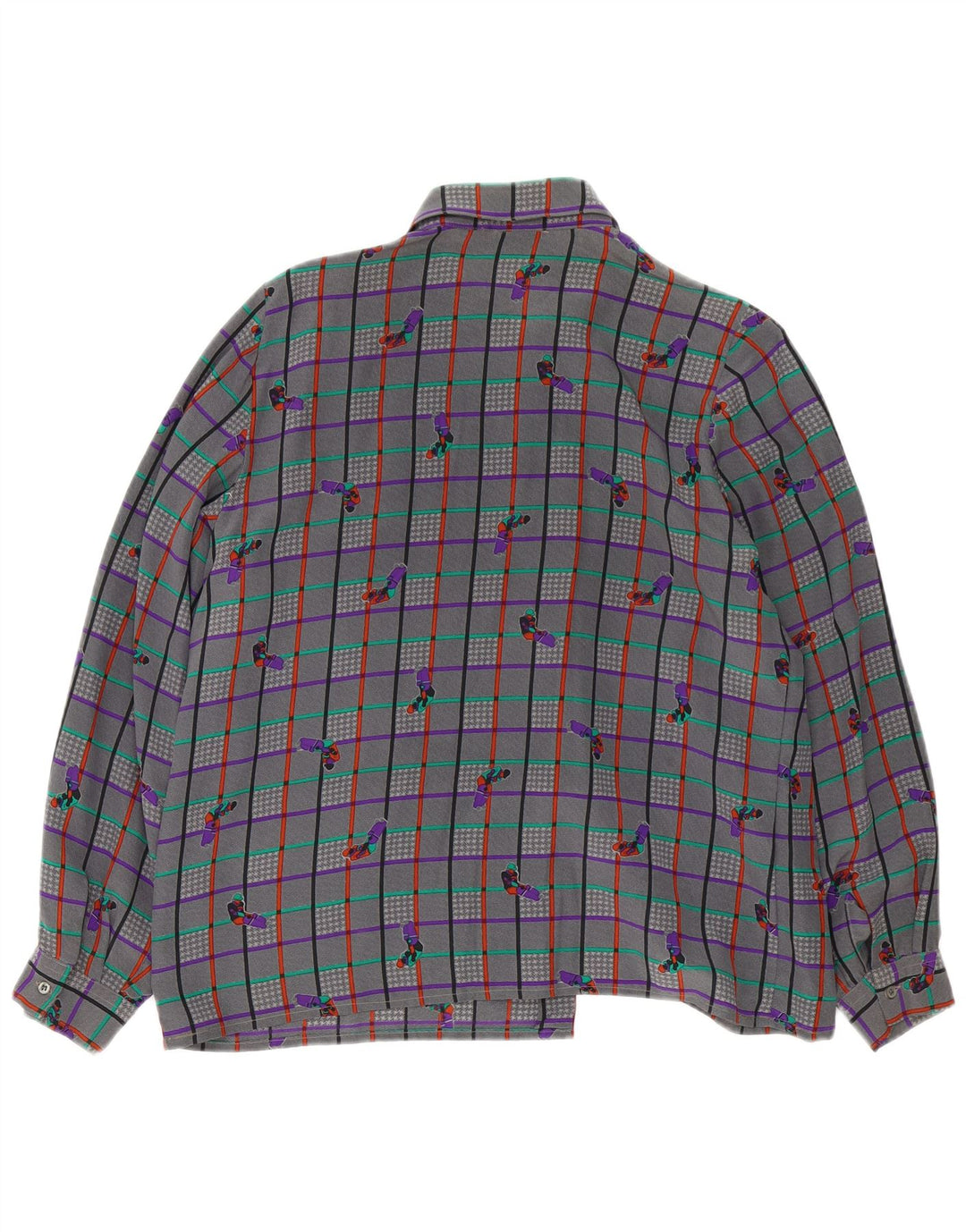 Bluză cămașă vintage pentru femei UK 18 XL, gri, carouri