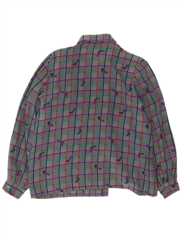 Bluză cămașă vintage pentru femei UK 18 XL, gri, carouri