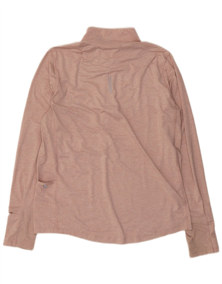 Top de trening Nike Dri Fit Zip Neck Pullover pentru femei UK 14 Roz mediu