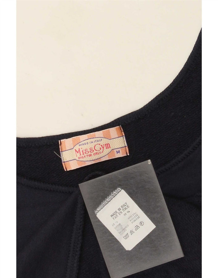 Vest Crop Vintage pentru femei UK 14 Medium Bleumarin Bumbac