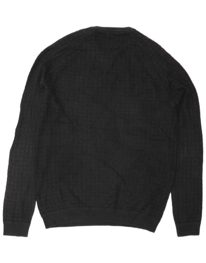 Pulover Reiss pentru bărbați, cu gât crew, bumbac mare, negru