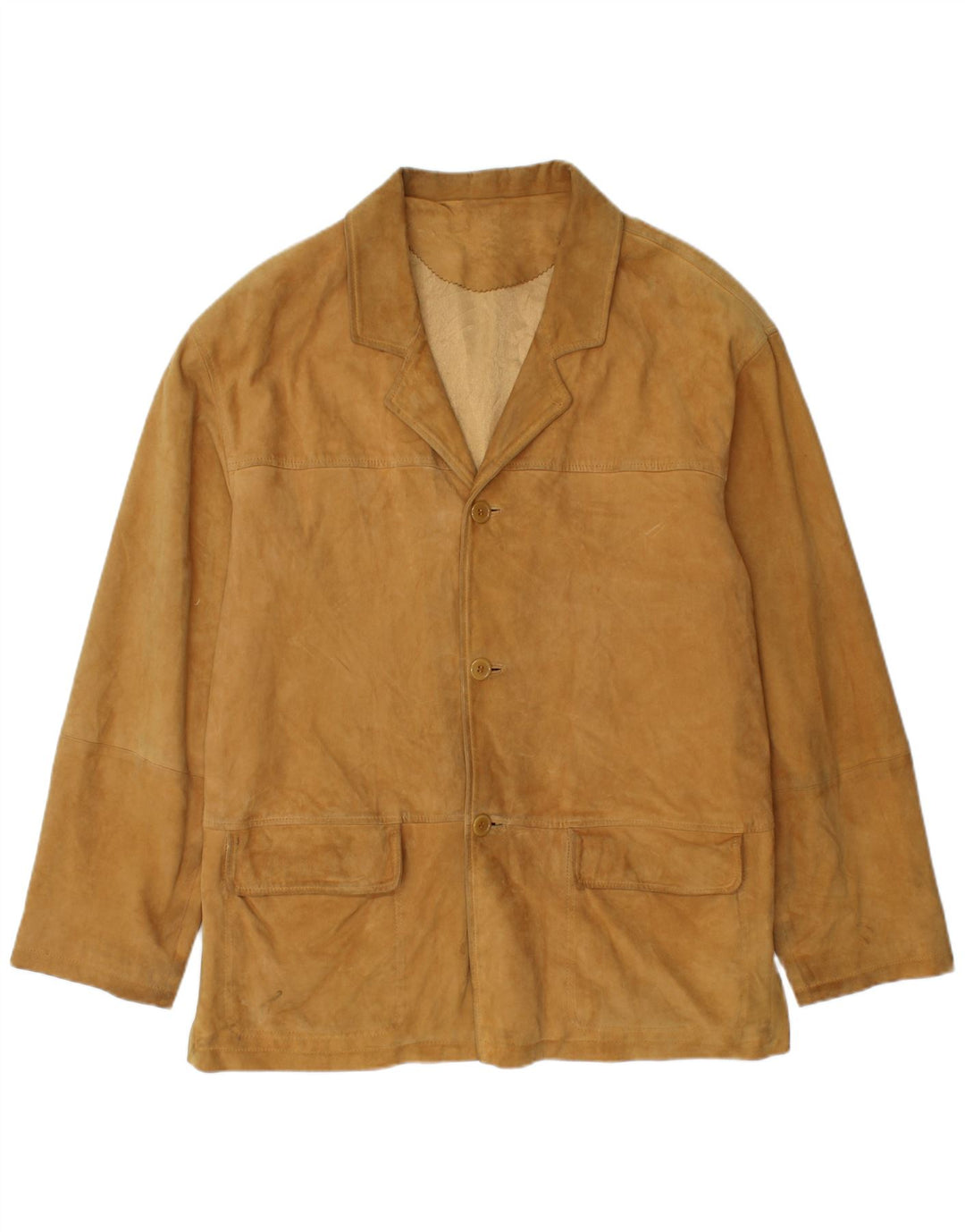 Jachetă vintage pentru bărbați din piele intoarsa cu 3 nasturi UK 38 Medium Beige Piele