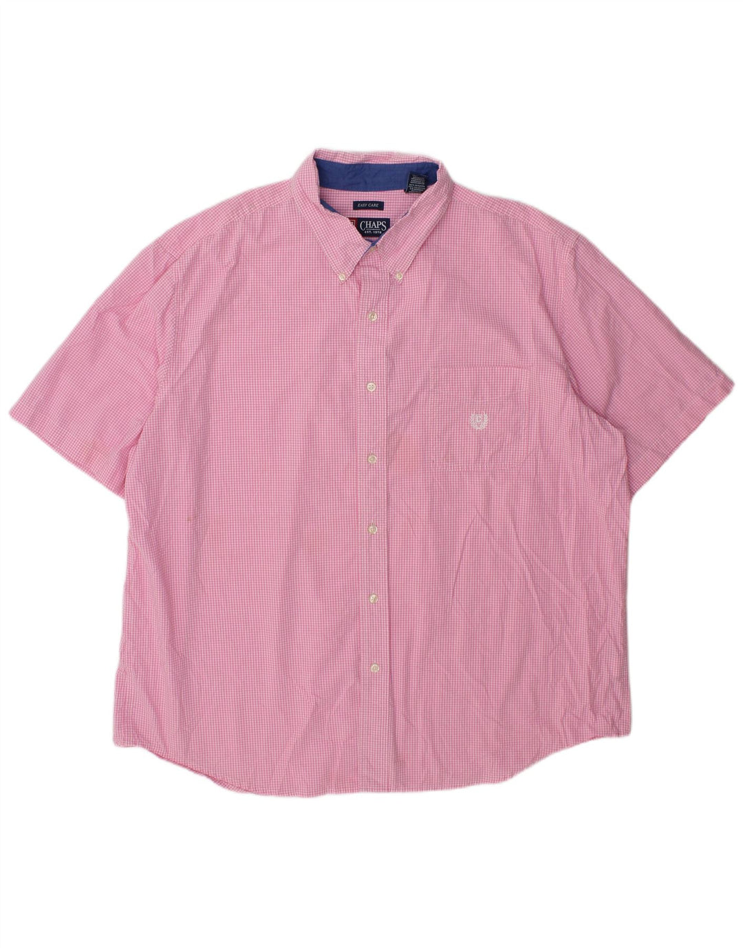Cămașă cu mânecă scurtă pentru bărbați Chaps, bumbac vichy roz 2XL