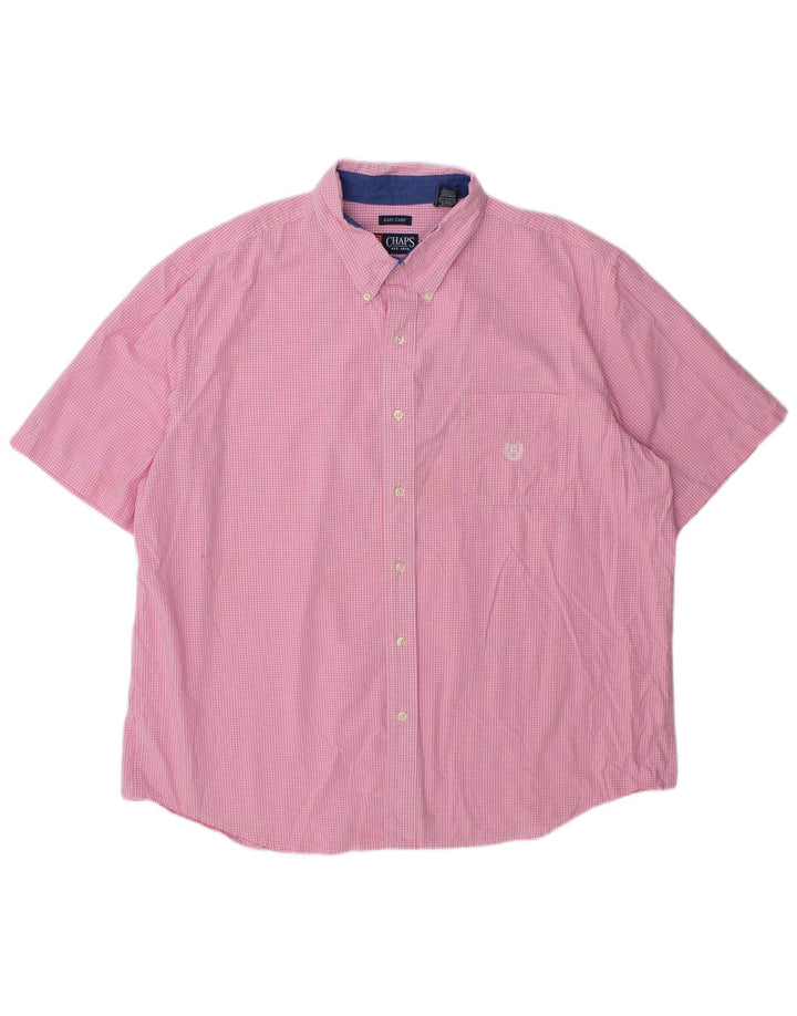 Cămașă cu mânecă scurtă pentru bărbați Chaps, bumbac vichy roz 2XL