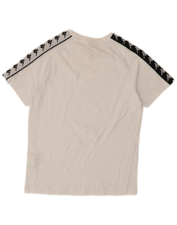 Tricou grafic Kappa pentru femei, UK 6 XS, bumbac color bloc alb