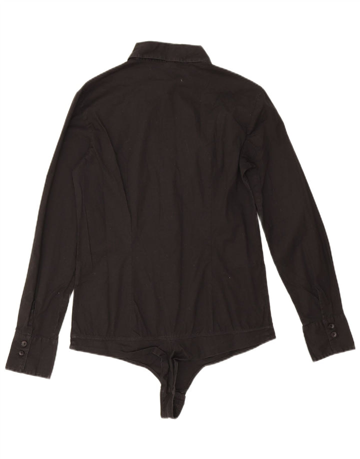 Body de cămașă cu mânecă lungă pentru femei Benetton UK 12 Medium Black
