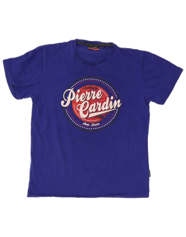 Tricou grafic pentru bărbați Pierre Cardin Top mare din bumbac albastru