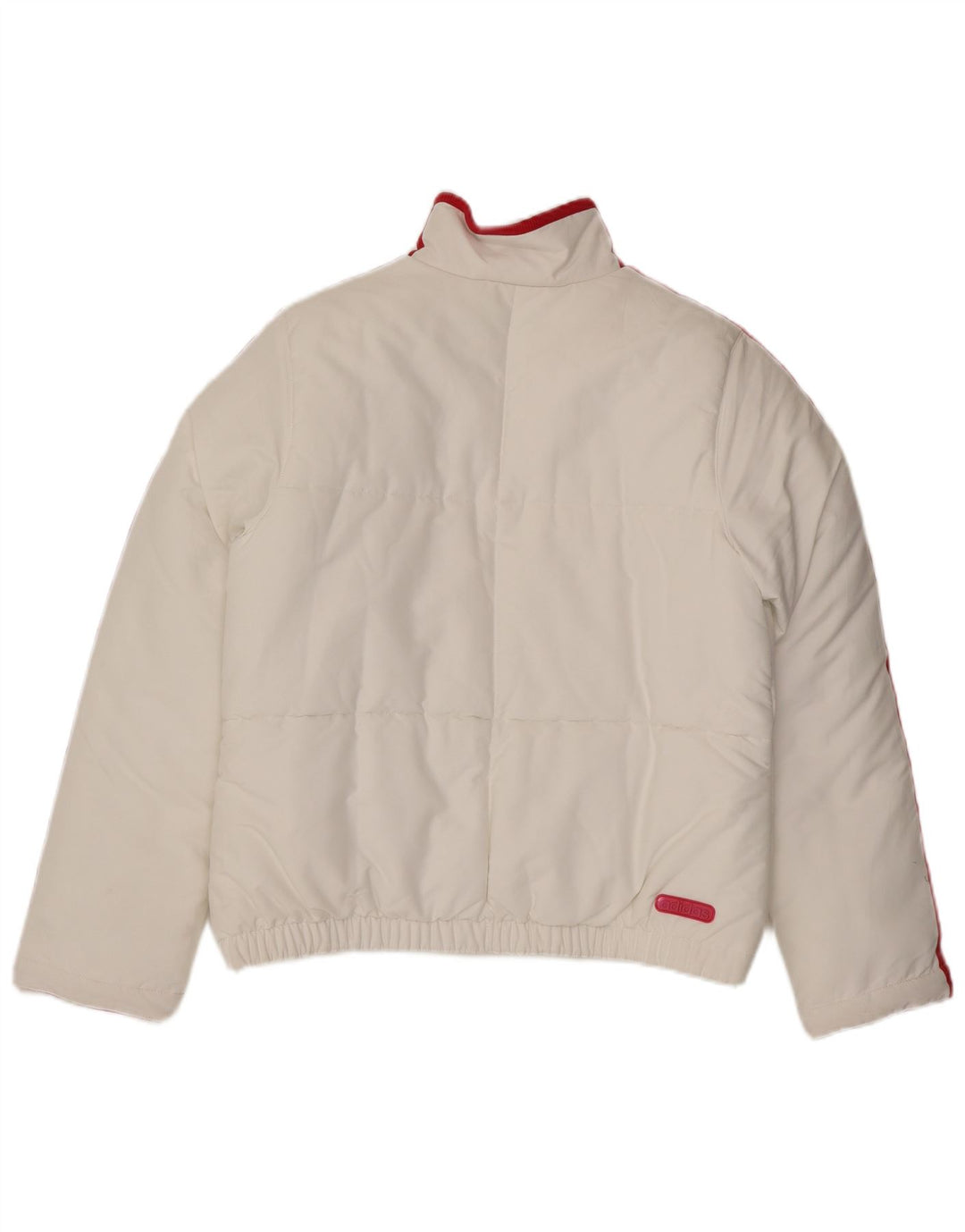 Jachetă căptușită cu grafică Adidas pentru femei UK 16, mare, alb, poliester