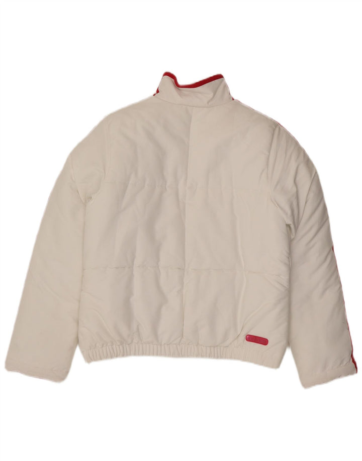 Jachetă căptușită cu grafică Adidas pentru femei UK 16, mare, alb, poliester