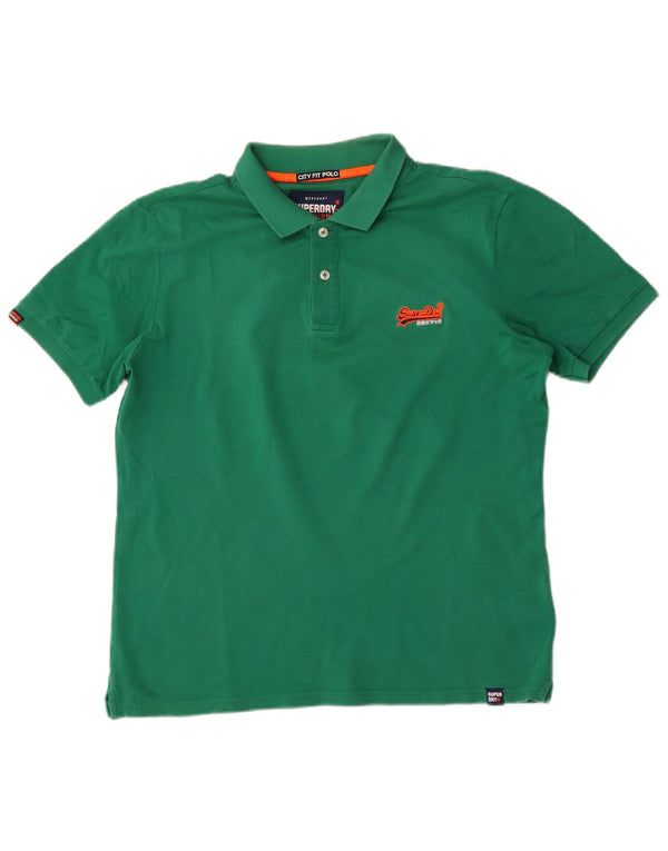 Superdry Mens Polo Shirt Large Green Cotton