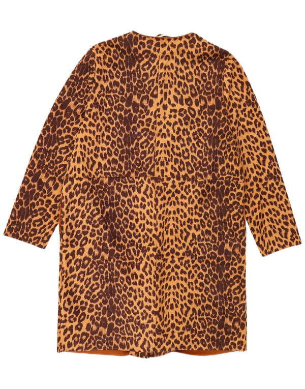 Zara Womens Open Overcoat UK 18 XL Brown Animal Print Polyester