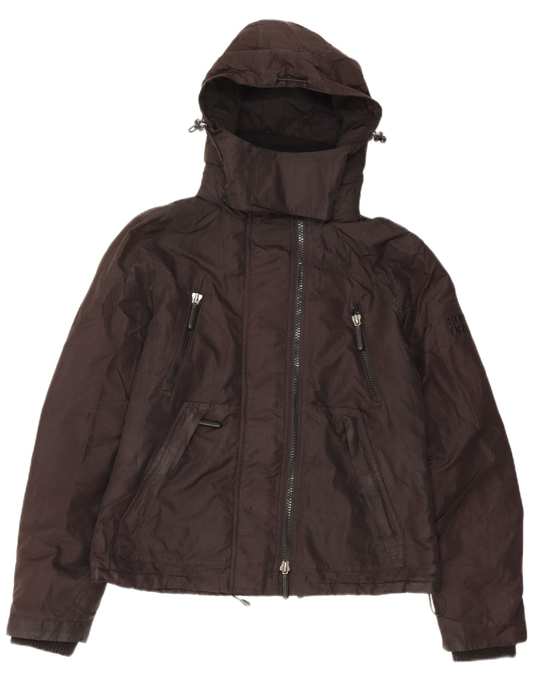 Jachetă de vânt cu glugă Superdry pentru femei UK 14 Poliester negru mare