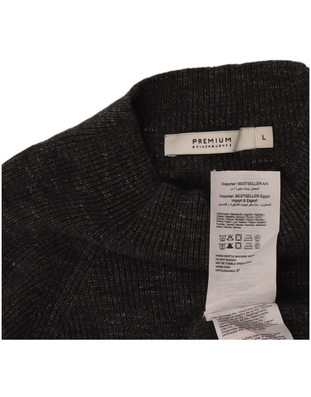 Pulover Jack & Jones pentru bărbați, cu gât țestoasă, bumbac cu pete mare, gri