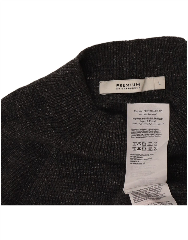 Pulover Jack & Jones pentru bărbați, cu gât țestoasă, bumbac cu pete mare, gri